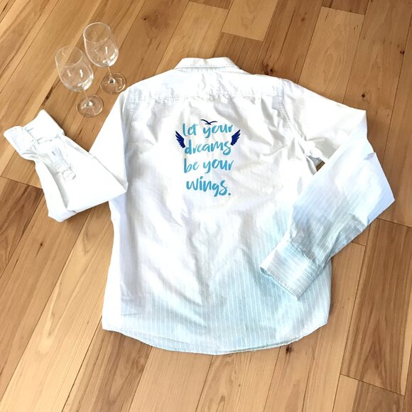 Upcycled Bleached Shirt, Women’s Plus Size: Inspirational Saying - Picture 6 of 9